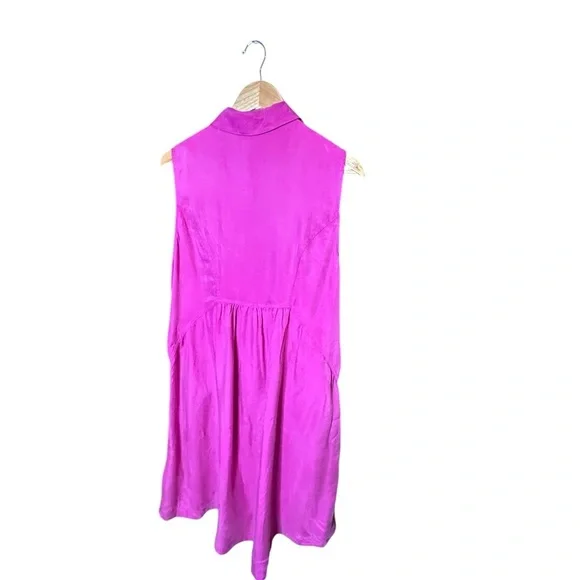Soft Surroundings, hot pink, collared sleeveless silk dress with pockets sz  XL - Picture 9 of 9